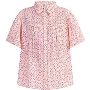 SASHIMA Damesblouse met korte mouwen, neonroze, M