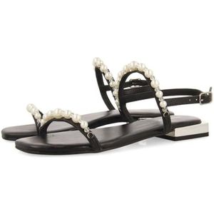 Sandalen - Platina - Leren - Parels