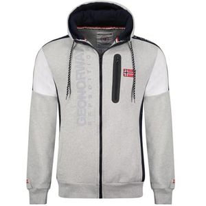 Geographical Norway Fagozip Heren capuchontrui kangoeroezak heren - sweatshirt logo pullover capuchon warme lange mouwen - heren lente zomer herfst winter (lichtgrijs S), Lichtgrijs, S
