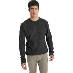 DeFacto Herentrui, stijlvolle coltrui, gebreide jassen en gebreide jassen voor heren, truien en vesten voor iedereen, Antraciet melange, S