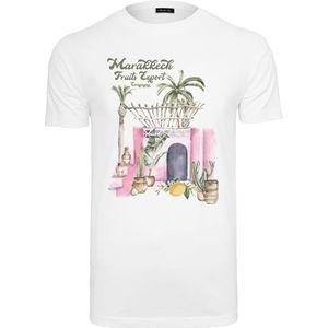 Mister Tee Heren T-shirt Marakkesch Fruit Tee, T-shirt met print op de voorkant voor mannen, grafisch T-shirt, streetwear, wit, L