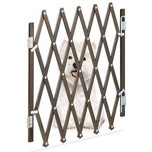 Relaxdays hondenhekje, uitschuifbaar, max. 96 cm breed, 48,5-60 cm hoog, bamboe, veiligheidshek deur en trap, bruin