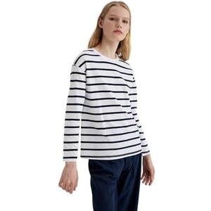DeFacto Damesshirt met lange mouwen - shirt met lange mouwen en longshirt voor dames - T-shirt met lange mouwen, Donkerblauw, S