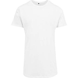 Build Your Brand Shaped Long Tee T-shirt met korte mouwen voor heren, Wit (wit), XS