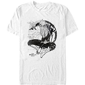 Marvel Spider-Man No Way Home Zwart en Wit Paint Splatter T-shirt voor heren, Wit, XL