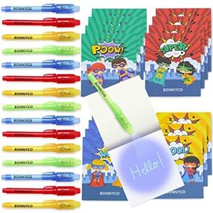 Onzichtbare Inktpen & Schriftje, Set 16 Superhero - BONNYCO | Superhero Feestzakvuller, Pinata Speelgoed | Verjaardagsdecoratie | Kousenvullers Kinderverjaardag | Schoolprijzen, Geschenken Kinderen