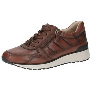 CAPRICE Platte leren damessneakers met ritssluiting, bruin (Muscat Softnap), 40 EU, Muscat Softnap, 40 EU