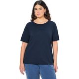 Ulla Popken - Shirt - Marine - Ronde Hals - Halve Mouw