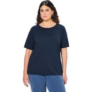 Ulla Popken - Shirt - Marine - Ronde Hals - Halve Mouw