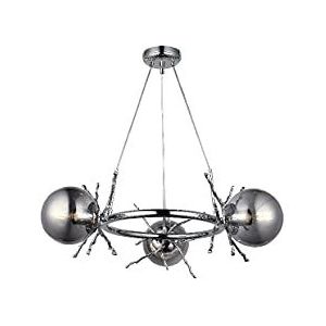 Homemania 1539-51-03 kroonluchter, plafondlamp, metaal, glas, chroom, 68 x 68 x 85 cm, 3 x E27, max. 40 W