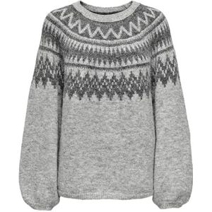 Only - ONLREYKJA LS O-NECK KNT - Gebreide Trui - Lichtgrijs Melange