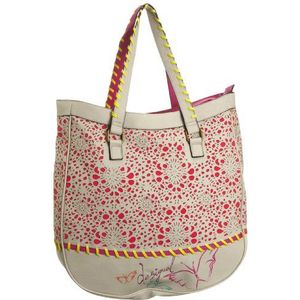 Desigual Bols Rounded Pink, dames shopper, Beige 3043 Fucsia Glamour, One Size
