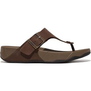 Fitflop Trakk II Teenslippers voor heren, leer, met gesp, Chocolade Bruin, 43 EU