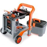 Smoby 360202 - Black+Decker 3-in-1 multifunctionele werkbank met gereedschapskoffer - kleine werkbank, mobiele trolley, praktische kruiwagen, met veel toebehoren, voor kinderen vanaf 3 jaar.