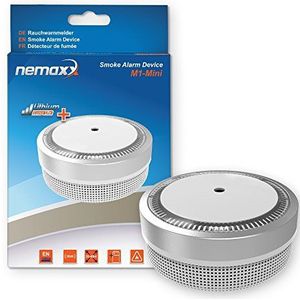 8 x Nemaxx M1-Mini rookmelder zilverkleurig - foto-elektrische rookmelder met lithiumbatterij type DC3V + 8X Nemaxx magneethouder