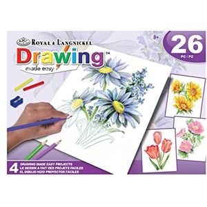 Royal & Langnickel - Tekenen - Tekenen makkelijk gemaakt voor kinderen vanaf 8 jaar, vier afbeeldingen met bloemmotieven de ideale inleiding tot het tekenen met kleurpotloden