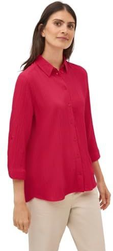 Glazed Apple Red - Blouse - Katoen - Ronde Hals - Overhemdkraag