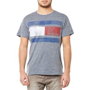 Tommy Jeans Heren T-shirt met grote vlag logo met korte mouwen, blauw (Navy Blazer Htr 289), XXL