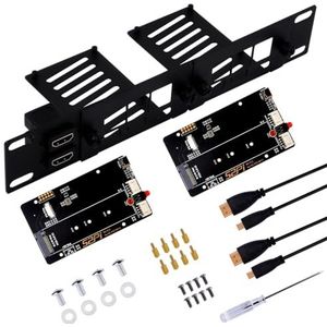 GeeekPi 10 inch 1U Rack Mount for Raspberry Pi 5, with 2PCS PCIe to M.2 NVMe SSD Adapters, Holds up to 2 Pi5 Boards, Compatible with DeskPi RackMate T1/T0/T2/10 inch Network Cabinet