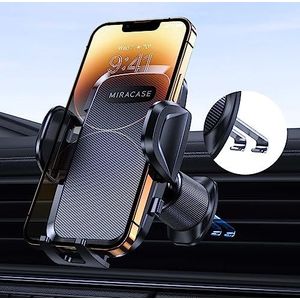 Miracase Mobiele telefoonhouder voor de auto [dubbele haak van metaal] stabiel en robuust, 360 graden verstelbaar, telefoonhouder voor autoluchtinlaat voor smartphone, universeel