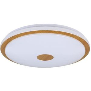 EGLO LED plafondlamp Lanciano 1, dimbare plafond lamp met crystal effect en afstandsbediening, sterrenlamp van metaal, hout en kunststof in wit en bruin, plafondverlichting warm-koud wit, Ø 50 cm
