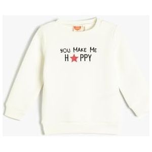 Koton Babygirls Long Sleeve Crew Neck Geborduurd Detail Katoen Sweatshirt, ecru(010), 12-18 maanden