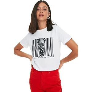 Trendyol Dames Sportswear Basics Basic T-shirt met ronde hals, Kleur: wit, M