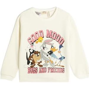 Koton Girls's Bugs Bunny Licensed Long Sleeve Crew Neck Brushed Interieur Sweatshirt, ecru(010), 9-10 Jahre
