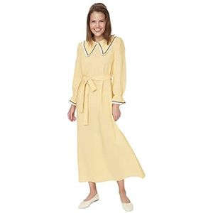 TRENDYOL Maxi-jurk voor dames, basic, regular geweven, modest, mosterd, 38