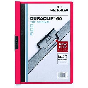 Durable HUNKE & Yoke Klem Clip Folder® 60, harde folie, 60 pagina's, helder/rood