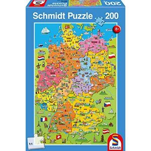 Schmidt - SCH-56312 - Getekende kaart van Duitsland, 200 stukjes Puzzel - vanaf 8 jaar - landkaarten puzzel