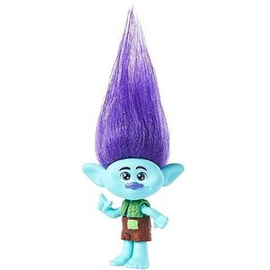 Mattel DreamWorks Trolls Band Together Branch, kleine pop met outfit die aan en uit kan en pluizig haar, speelgoed geïnspireerd op de film HNF08