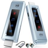 Draadloze HDMI-zender en ontvanger, 30 m stabiele verbinding, 2,4 G/5 G draagbare HDMI draadloos met led-scherm, plug & play voor streaming video, audio file van, laptop, pc naar HDTV, projector.