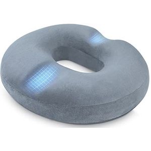 LITSPOT Donutkussen, orthopedisch zitkussen, aambeien, zitring, ontlasting van stress, verhoogd zitcomfort, ergonomisch zitkussen voor auto, bank, kantoor en rolstoel, grijs