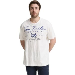 TOM TAILOR Plussize T-shirt voor heren, 10332 - Off White, 4XL Grote maten