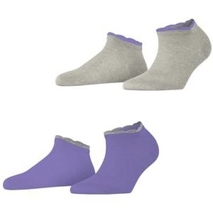 ESPRIT Dames Korte sokken Romantic 2-Pack W SN Viscose Dun eenkleurig Multipack 2 Paar, Veelkleurig (Grey Purple 0030), 39-42