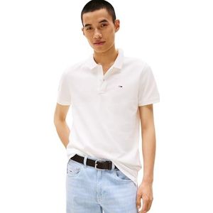 Tommy Jeans TJM Slim Placket Polo EXT DM0DM20676 S/S Polo, Wit (Ecru), 6XL, Wit (Ecru), 6XL grote maten