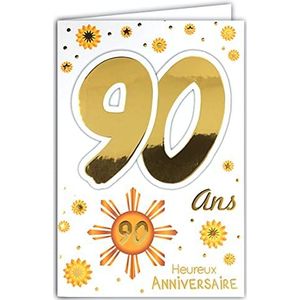 69-2144 verjaardagskaart, 90 jaar, heren, dames, zon, sterren