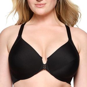 Glamorise Vrouwen Plus Size Front-sluiting Wonderwire BH Onderdraad #1247, Zwart, 85H