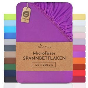 NatureMark speciale aanbieding!!! Microvezel SPANNBETTLAKEN voor een speciale prijs! vele maten en kleuren merkartikelen (120x200 cm, paars)
