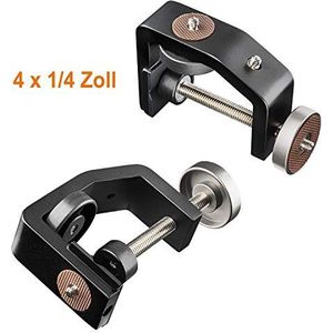 Walimex pro KX-25 Statiefklem met kogelkop, klemstatief, flitsklem, aluminium, uittrekbare middenkolom 12,5-20 cm, voor camera, led-lampen, houder voor statief, buis, plaat, tafel