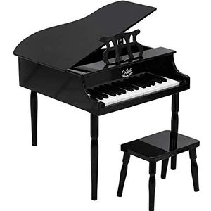 Villac Grote piano met zwarte staart – piano van hout – 30 toetsen met bladmuziek – muziekinstrument voor kinderen – speelse piano – activiteits- en ontwikkelingsspeelgoed – vanaf 3 jaar