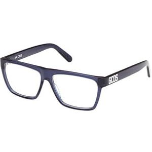 GCDS Unisex GD5032 Prescription Eyewear Frames, glanzend blauw, 55, blauw, 55