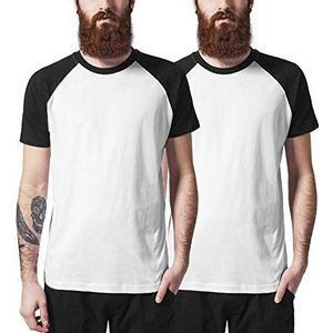 Urban Classics Heren Raglan Contrast Tee T-shirt, meerkleurig (wit/zwart (2-pack) 00224), M
