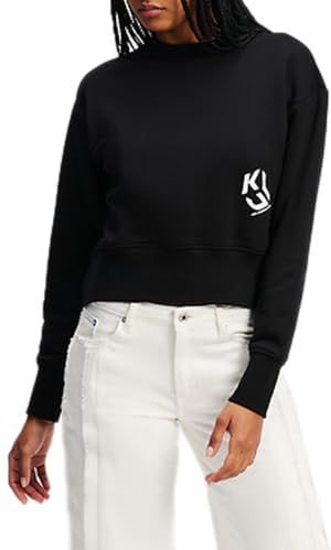 Karl Lagerfeld Jeans, Dames, Monogram Logo Sweat, Regular Fit, Zwart, XS