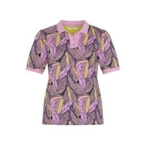 BRAX Style Cleo poloshirt voor dames, piqué met allover bladerprint T-shirt, Sea Shell., 36
