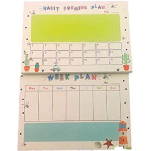 Kinderweekplanner of kinderkalender en goed gewoonteplan in set van 2 DIN A6 beige 60 pagina's voor notities