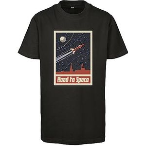 Mister Tee Unisex Road to Space T-shirt voor kinderen, zwart, 146/152 cm
