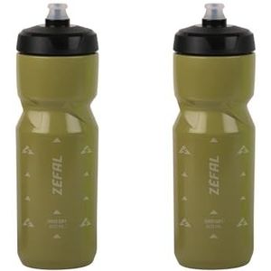 ZEFAL Set van 2 Sense Soft 80 drinkfles voor fiets en mountainbike, zachte en geurloze sportflessen, BPA-vrij, siliconen speen, olijfgroen, 2 x 800 ml