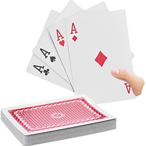 Relaxdays speelkaarten groot - pokerkaarten - 54 stuks - waterafstotend - grote kaarten